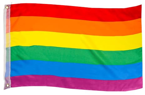 Murago - Pride Fahne ca.150x90cm mit Ösen - Regenbogen LBGTQ Gay Lesben Schwulen 90 x 150 cm große Deko Flagge