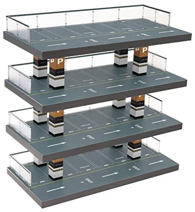 Amagogo Parking Diorama de Paysage 1/64, vitrine d'exposition de Voitures Miniatures pour collectionneurs de modèles, Voitures Jouets , Gris 4 Niveaux