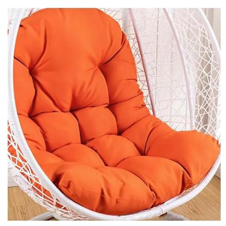 Yahbrra Indoor Outdoor Hanging Egg Chair Cushion Pad - Soft Patio Swing Basket Furniture Recliner (Orange)