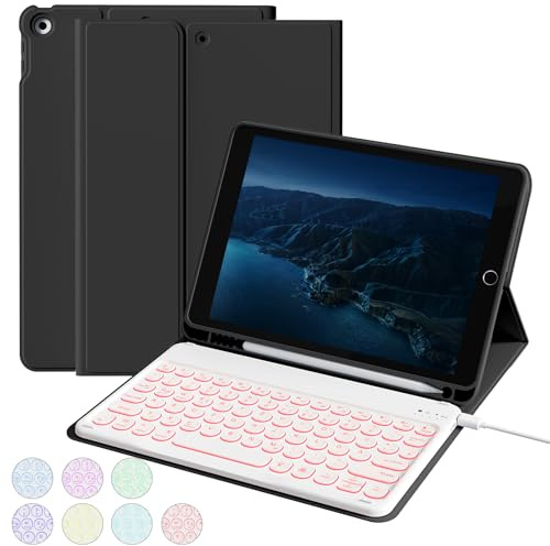 aoub Tastatur Hülle für iPad 9./8./7. Generation 10,2 Zoll 2021/2020/2019