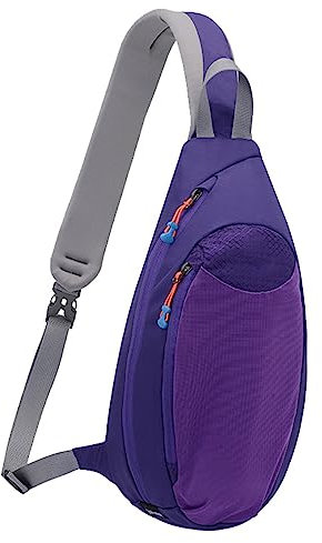 Schulrucksack Rucksack Wasserdicht Herren Männer Frauen Outdoor Umhängetasche Reißverschluss Einzelne Schulter Umhängetasche Freizeit Sport Brust Bergsteigen Aktentasche Damen (Purple, One Size)