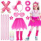 80s Costume Accessories Set for Girls, 1980s Fancy Dress Neon Party Outfit with Tutu Skirt Fishnet Gloves Leg Warmers Earrings Bracelets Necklaces Glasses for 80s 90s Disco Party Cosplay