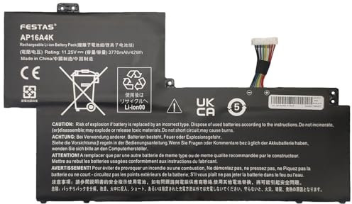 FESTAS 42Wh AP16A4K Batteria Compatibile con Acer Swift 1 SF113-31 per Aspire One Cloudbook 11 AO1-132 AO1-132-C0QL AO1-132-C3T3 AO1-132-C5MV SF113-31-P1CP SF1-31-31-31-31-31-31-31-31-31-31-31-P5CK