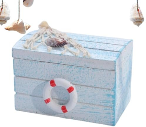 Shitafe Strandkiste aus, Aufbewahrungsbox aus Strandholz | Schmuckkästchen,Nautische Aufbewahrungsbox für Andenken mit Rettungsring-, rustikale dekorative Box für Schmuck