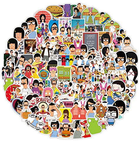 50 Stück Anime Bobs Burger Vinyl Cartoon Anime Aufkleber für Wasserflasche Laptop Cartoon Aufkleber