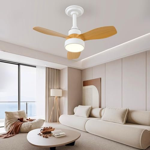 JDONG Deckenventilator mit Beleuchtung und Fernbedienung 36W LED Leise Deckenleuchte Holz Ventilator Mit Dimmbar Timer Einstellbare Windgeschwindigkeit