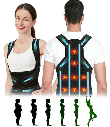 Aniepaa Correcteur de Posture, 8 Aimants Correcteur de Posture Dos, Donne une Forme Au Cou, Correction Scoliose Bosse, Aux épaules Et Au Dos, Correction Vertébrale Amélioration Silhouette Femme Homme
