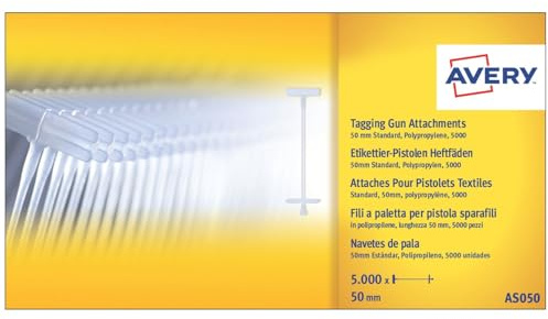 AVERY Tagging Gun Tag Attachments 5000 Tags for Tagging Guns, Compatible with Avery TGS001, 40 mm Length. Ideal for Pricing Needs, AS040 Standard Tagging Gun attachments