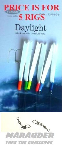 5 packs Of Daylight Sea Fishing Rigs to 3/0 Hooks with 2 Marauder Snap Swivwls