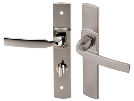 Vachette Ensemble de Poignée de Porte sur Plaque ARTIS - Version à Condamnation pour Porte de WC, Salle de Bain - Entraxe 195 mm - Matériau Zamak Résistant - Garantie 10 Ans - Finition Platine