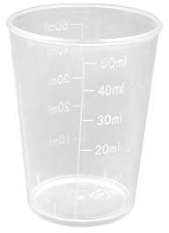Distinct® 10 unids 50ml Cocina de plástico para Hornear/Laboratorio Graduado Taza de medición contenedor líquido Herramientas de Medida con Escala