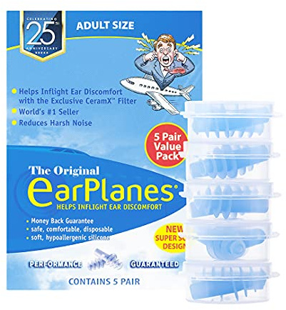 EarPlanes® Ohrstöpsel, superweich, für Erwachsene, Flugzeug, Reisen, 5 Paar