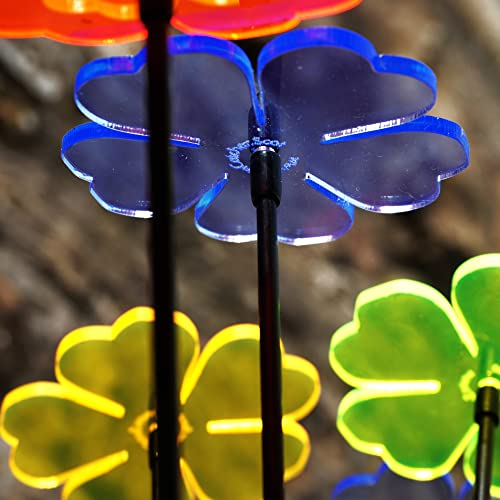 Sun Catcher Garden Decor 5 Leuchtende Sonnenfänger, 25cm große Blumen, Dekoration für Beet, Balkon und Terrasse oder als Gärtner Geschenk, Farbe:bunt