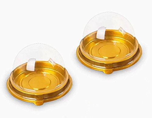 ZYMY 50 pieces 2 of transparent plastic mini cake box muffins box cookies cookies muffins dome box wedding birthday gift box (gold)