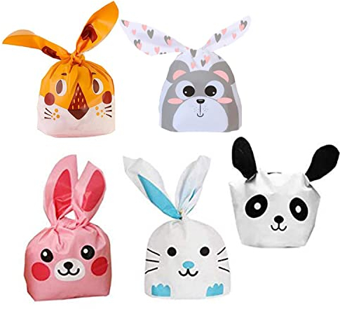 Geschenktüten Set,TANGGER 50pcs Süssigkeiten Beutel Süße Partytüte Tierohr Tüten Süßigkeiten Kekse und Geschenke,Tüten Kindergeburtstag mitgebsel,Candy Bar Zubehör (1)
