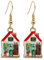 Bluebubble TINY TOWN Miniature Shop Dangle Earrings on Gift Card (Cottage Coffee Cafe)
