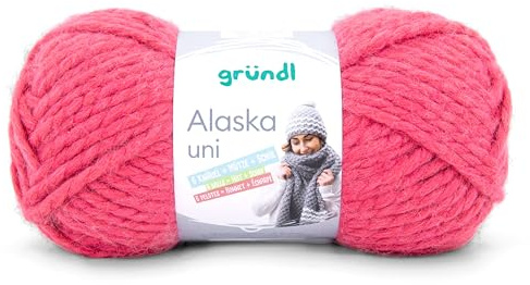 Gründl Alaska uni Wolle zum Stricken aus 80% Polyacryl, 20% Wolle, dicke Wolle 100 g, koralle