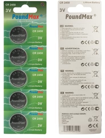 5 batterie al litio CR2450 da 3 V, DL2450, 2450, KRC2450, ECR2450