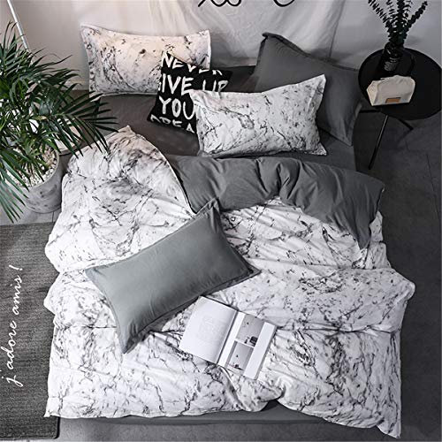 FANSU Bettwäsche Set Bettbezug-Set, 3 Teilig Bedding Microfaser Bequem Weich Haltbar Enthalten Kissenbezug Hohe Qualität Einzelbett Doppelbett King Size (200x200cm,Stein weiß)