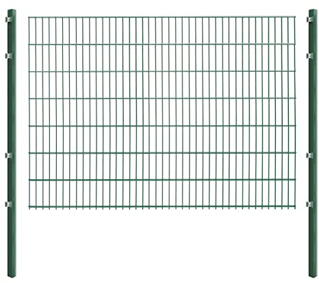 Doppelstabmattenzaun - Komplettset inkl. Pfosten und Montagematerial - Verschiedene Längen und Höhen – Grün oder Anthrazit (L 6 m | H 143 cm | Grün)