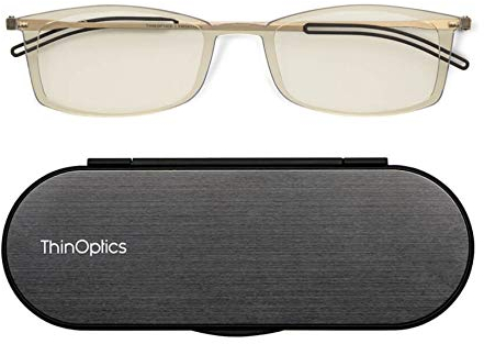 ThinOptics Computer-Lesebrille, rechteckig, transparent, 2,50 cm, blaues Licht, blockierende Lesegeräte +2,5 Stärke, Uni, für Damen und Herren, ultraleicht, kompakt