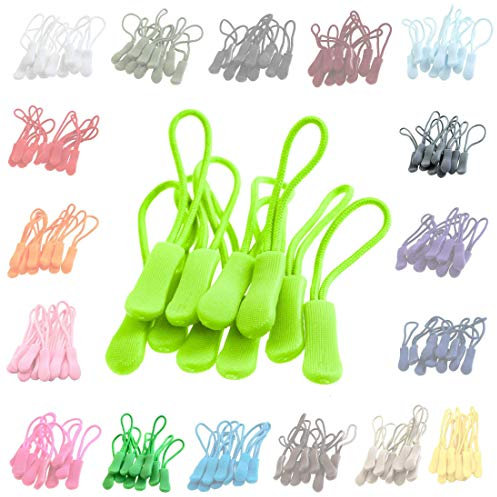 10 Zipper-Schlaufen 70 Farben Reißverschluss-Anhänger Reißverschluss-Verlängerung Pull Anhänger, Farbe:neongrün