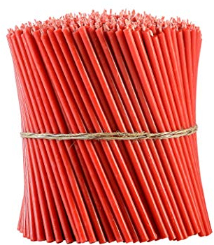 Danilovo Ritual Bienenwachs Kerzen (Rot) - Orthodoxe Kerzen für Gebet Tischdeko Hochzeit - Ungiftig, Ruß - Tropffrei, Lang, Nachhaltige Produkte, N60, Höhe: 20,5 cm, Ø 6,6 mm (50 stück)