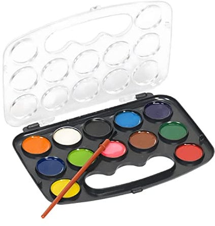 ECO 12 WASSERFARBEN + Pinsel Aquarell Deckfarbkasten Malkasten Malset Farbkasten Farben 09