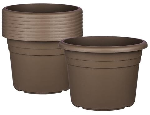 BigDean 9X Blumentopf Ø 45 cm Farbe Taupe Kunststoff Pflanztopf Containertopf Übertopf Pflanzkübel rund 45 x 32 cm