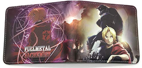 WANHONGYUE Cartoon Anime Portefeuille Homme en Cuir Cartes de Crédit avec Poche à Monnaie Fullmetal Alchemist