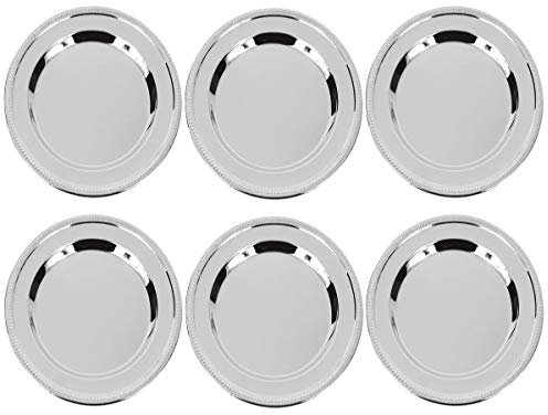 SILBERKANNE Gläserteller 6 teilig Perlrand. Außen 15 cm Innen 8 cm Premium Silber Plated edel versilbert. Fertig zum verschenken mit schicker Geschenkverpackung