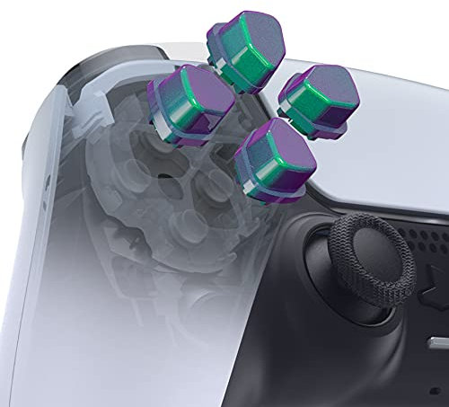 eXtremeRate Tasti D-pad Divisi per ps5/Edge Controller, Pulsanti Direzionali Dpad Indipendenti Ergonomici per ps4 Joystick JDM-040/050/055, Camaleonte Verde Viola