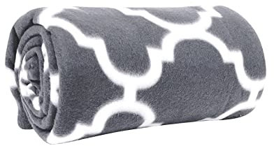 Wolf Essentials Kuschelige weiche Microfleece-Reisedecke, 127 x 152 cm, leicht, kompakt, perfekt für Flugzeug und Auto, Laterne Anthrazit