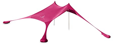 Premium Lycra Strandzelt – Strandmuschel Pop-Up Sonnensegel mit Alu-Stangen und Sand-Ankern Ole Magenta