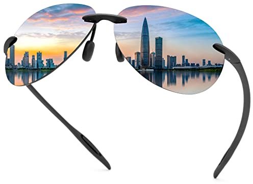 Randlose polarisierte Sport-Sonnenbrille für Männer Frauen Fahren Radfahren Laufen Angeln Golf UV-Schutz Sonnenbrille Mode Unisex Shades Retro-Brille Anti-Glare Classic Mirror Lens Eyewear