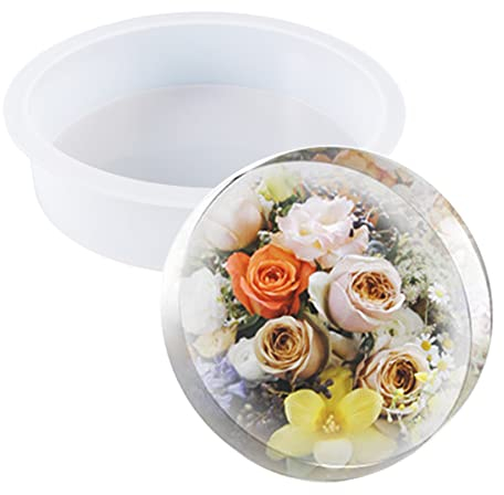 Cayway Molde Silicona Resina Gran Redondo Moldes de Silicona de Resina Moldes para Resina Molde Silicona Resina Epoxi para La Conservación de Flores, Decoraciones para El Hogar