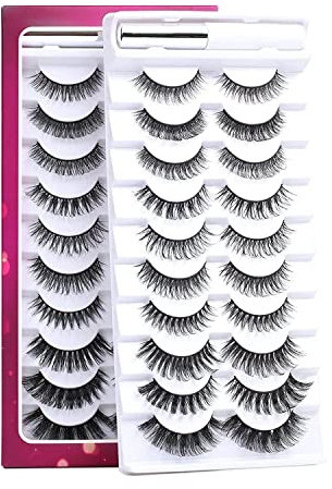 Faux Cils 3D Faux Cils Naturel Avec Colle 10 Styles Russe D Curl Faux Cils Super Confortable RéUtilisable Transparent ImperméAble à L'Eau Durablement Colle Pour Faux Cils Eyelashes