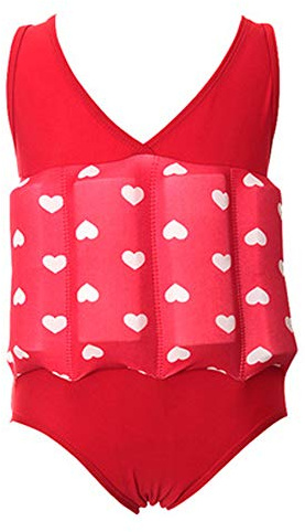 Toddler Kids Baby Boys Girls Float Suit Heart Floatation Swimsuit with Adjustable Buoyancy Floating Swimwear Bathing Suit Swim Vest with 8 Removable Buoyancy Sticks Red Heart 18-24 Months
