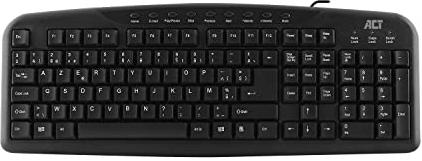 ACT Tastatur kabelgebunden, Full Size Geräuschlose Keyboard AZERTY (BE Layout), 9 Multimedia Tasten, USB Plug & Play – AC5405
