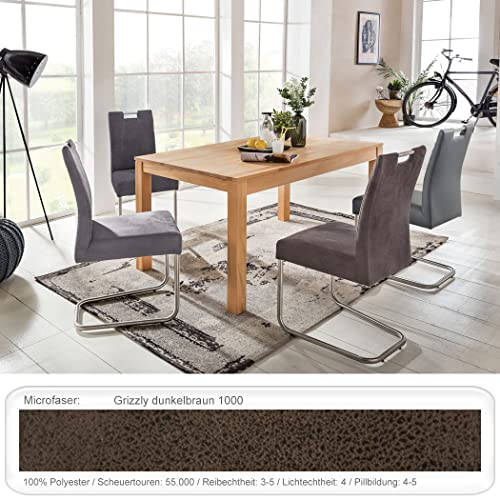 expendio Tischgruppe Ausziehtisch Karlo 1XL 160(210) x90 cm Kernbuche massiv + Stühle Kato mit Griff Bezug nach Variantenauswahl, Bezugstoff:Grizzly Dunkelbraun, Anzahl Stühle:mit 8 Stühlen