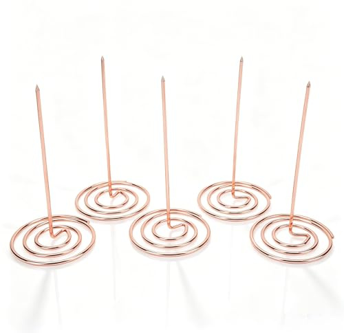 Cyrank 5 Stück Zettelspießer Bonspießer, Zettelspießer Memo Halter, Zettelhalter Kassenbon Halter, Memo Halter Spike Rechnungen Spike Für Küche Hotel Restaurant Cafe Büro (Roségold)