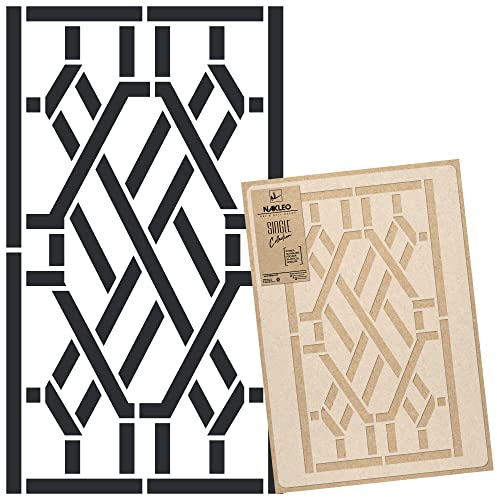 NAKLEO Stencil per Pittura 43x64cm, Cinese Ringhiera Ornamento Modello per Pareti Grandi Dimensioni, Plastica e Riutilizzabile Fai Da Te Artigianato Decorazioni Casa, Muro Legno Tessuto Mobili