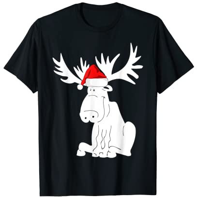 Weihnachtsmütze Elch Lustige Weihnachtsmannmütze T-Shirt T-Shirt