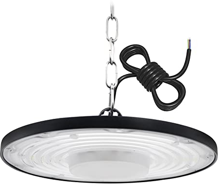 Treoir UFO LED Lámpara de Alta Bahía 200W, 20000LM Naves Industriales Blanco Frío 6500K Foco Industrial, Impermeable IP65 Taller Lámpara para Garaje Fábrica (1pcs)