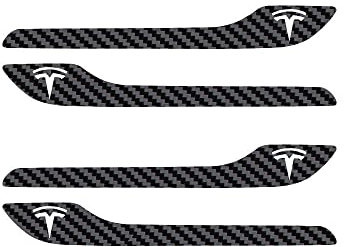 ALINZO Carbon Fiber, 4pcs Car Door Handle Sticker, Door Wrap Cover Paste, Anti-Scratch Exterior Handle Cover Trim Protector Accessories, For Tesla Model 3 Y 2017-2022,a