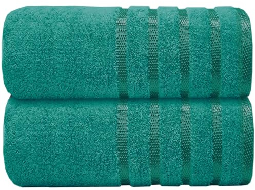 Casabella Deluxe 2 Piece Jumbo Bath sheet 90x180 cm 100% Cotton Extra Large Bath Towels Highly Absorbent Jade Green Bath sheets Towels