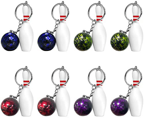 8 Stück Mini Bowling Schlüsselanhänger,Bowlingnadel,Bowling Mitgebsel Schlüsselbund,Mini-Bowling-Anhänger,mini porte-clés bowling,Schlüsselschnalle,für Freunde Kinder Familie