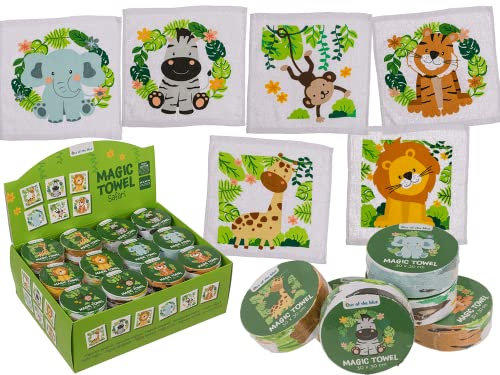 Palleon 12er Set Magisches Baumwoll Handtuch mit Einhorn oder als Fußball Motiv (Safari)