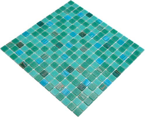 Mosaik türkis Poolfliesen Poolmosaik Fliesen Glas glänzend Quadrat Wand Boden Küche Bad Dusche
