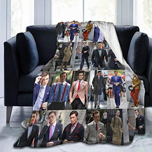 LOUJIN Chuck Bass College-Überwurfdecke, geeignet ultraweich, gewichtete Bettwäsche, Fleecedecke, für Sofa, Bett, Büro, 127 x 101,6 cm, Reisen, verschiedene Größen für Erwachsene, Schwarz